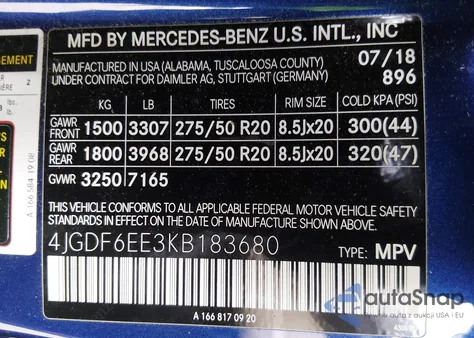 2019 Mercedes-Benz Gls 450 4Matic from USA, damaged, VIN 4JGDF6EE3KB183680